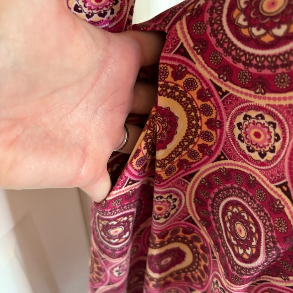 Agnes & Dora size Large Pink Patterned Midi Dress with Pockets - Picture 7 of 9